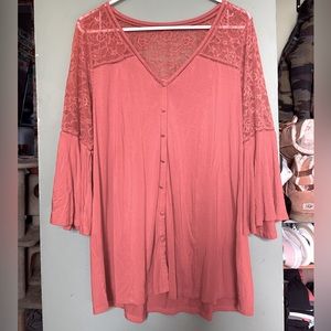 Faux button boho-style blouse